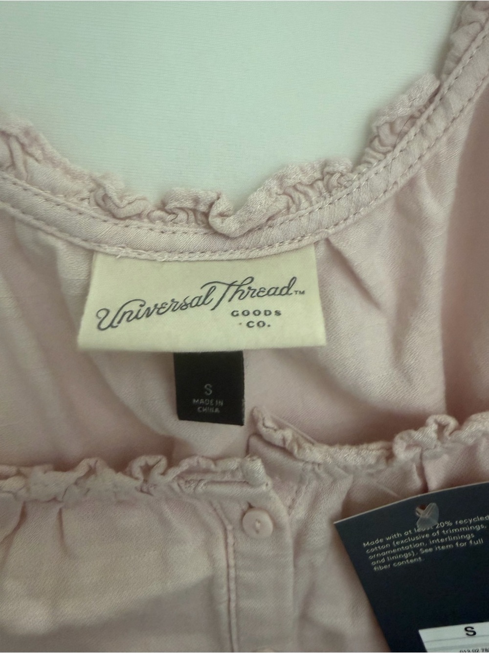Target Pale Pink Ruffle-Trim Button Front Tank - Picture 3 of 4